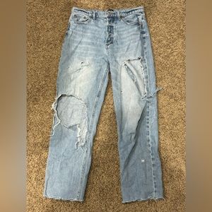 slim straight ripped jeans